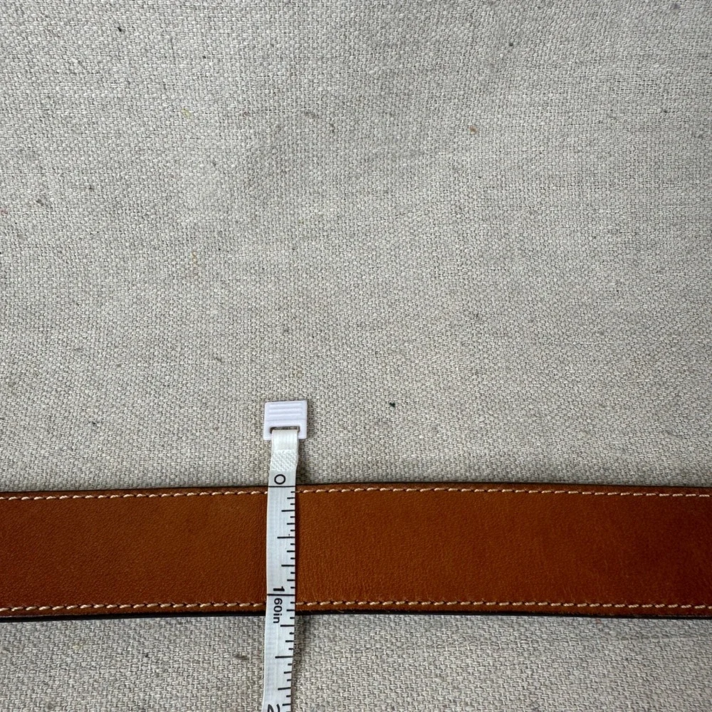 Leegin Vintage Brown Leather Western Belt 32 Brass Buckle Lizard Inlay 1113